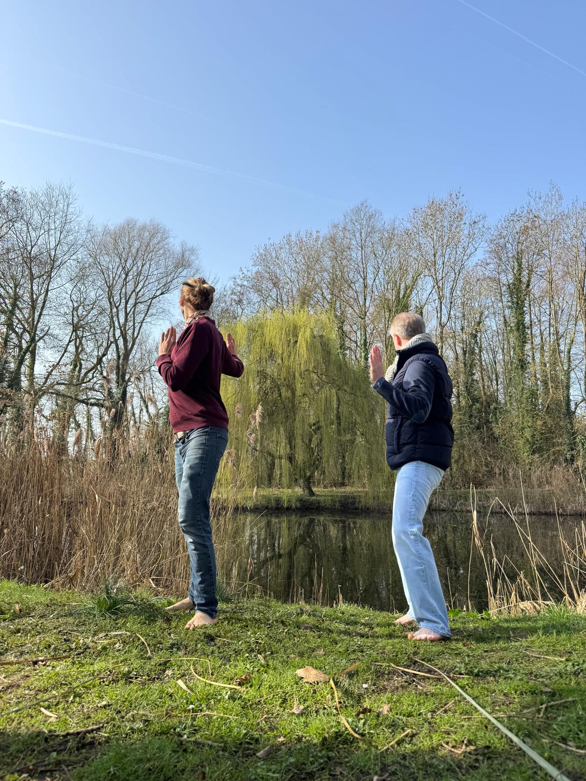 Tai chi practice by the pond at Paards Paradijs